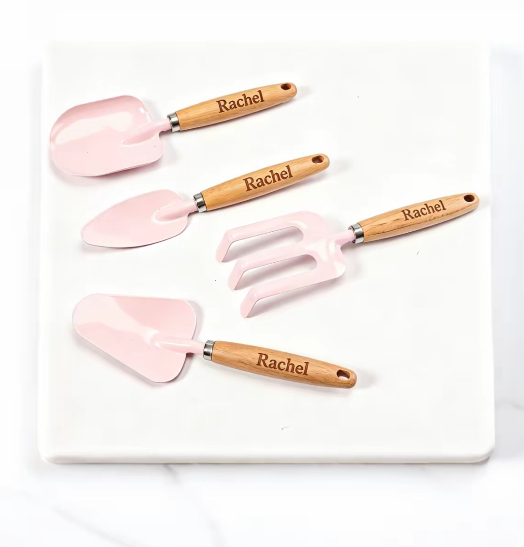 개인 맞춤 이름이 새겨진 미니 나무 손잡이 정원 도구  - Gardening Tools Names 리뷰 및 가격